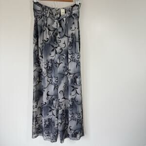 CACHE 8 High Waist Dress Pants Wide Flare Leg Belted Tie Waist Floral Lined NEW